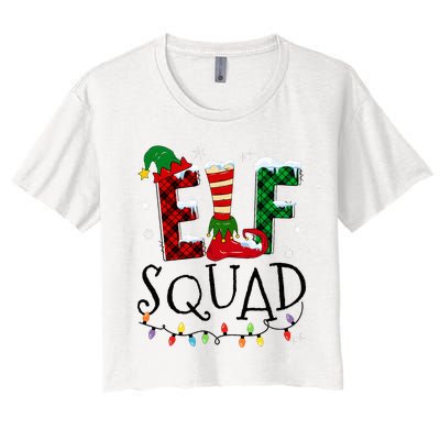 Elf Family Christmas Matching Pajamas Xmas Elf Squad Women's Crop Top Tee