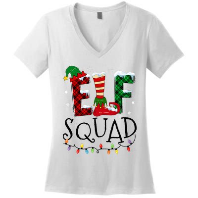 Elf Family Christmas Matching Pajamas Xmas Elf Squad Women's V-Neck T-Shirt