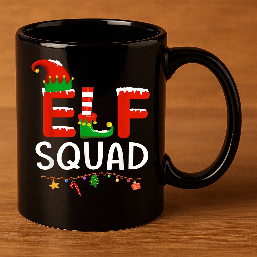Elf Family Christmas Matching Pajamas XMas Elf Squad 11oz C Handle Ceramic Mug
