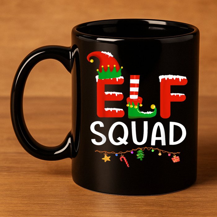 Elf Family Christmas Matching Pajamas XMas Elf Squad 11oz C Handle Ceramic Mug