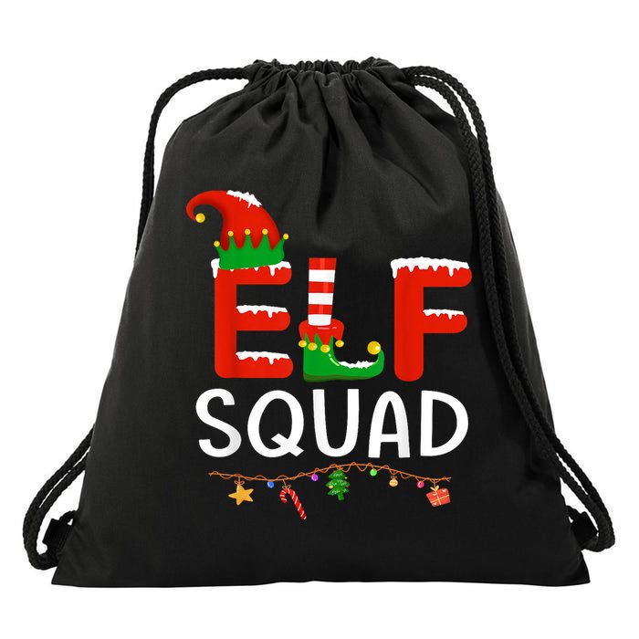 Elf Family Christmas Matching Pajamas XMas Elf Squad Drawstring Bag