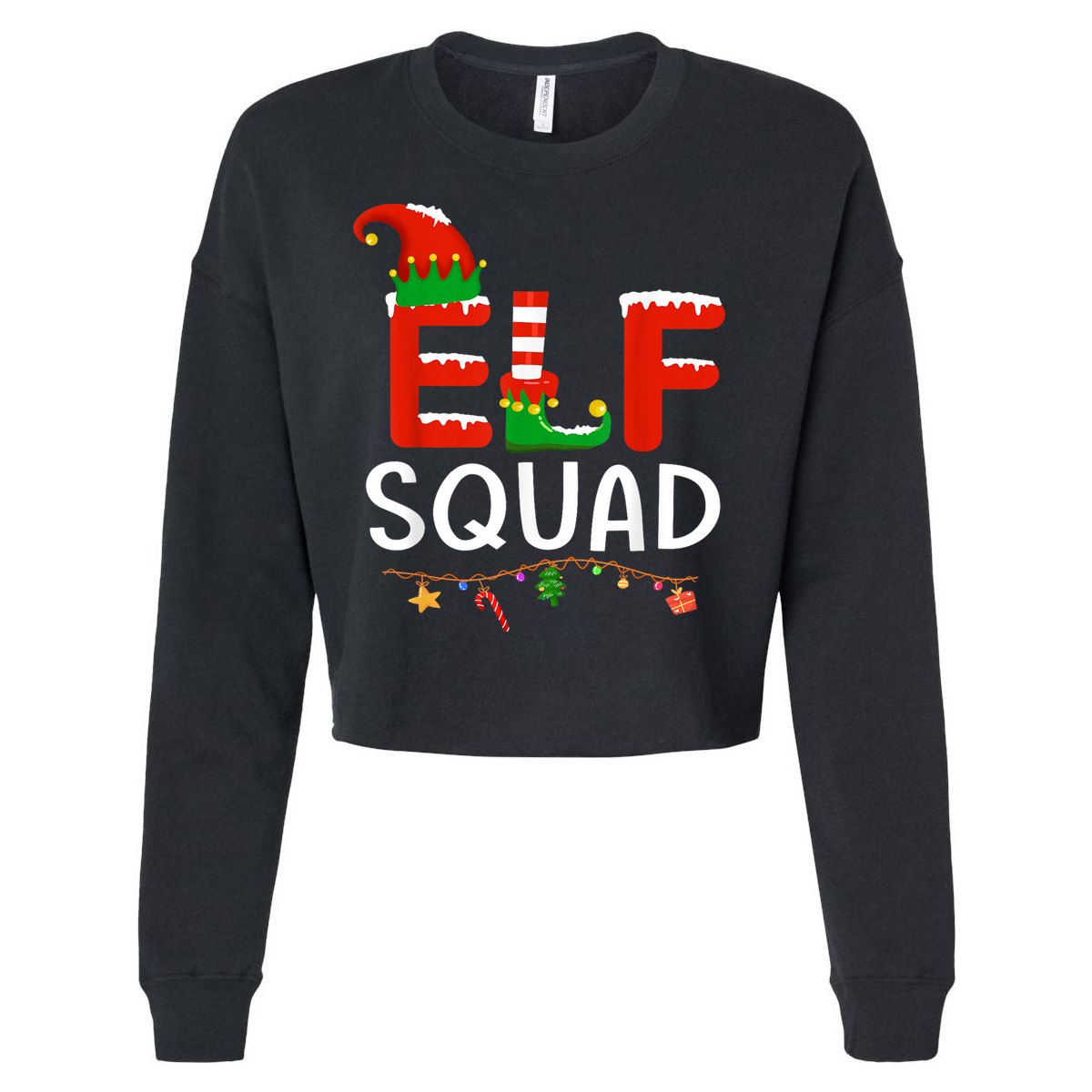 Elf Family Christmas Matching Pajamas XMas Elf Squad Cropped Pullover Crew