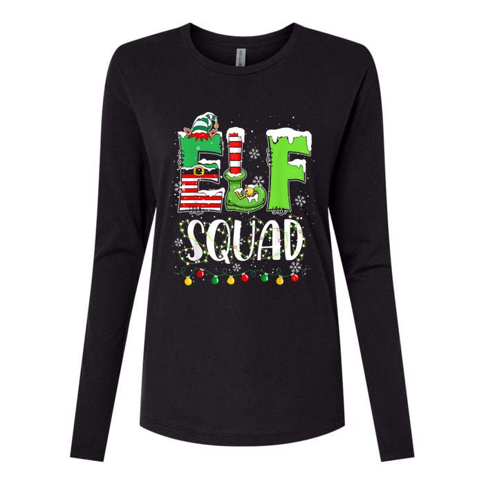 Elf Family Christmas Matching Pajamas Funny Xmas Elf Squad Womens Cotton Relaxed Long Sleeve T-Shirt