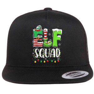 Elf Family Christmas Matching Pajamas Funny Xmas Elf Squad Flat Bill Trucker Hat