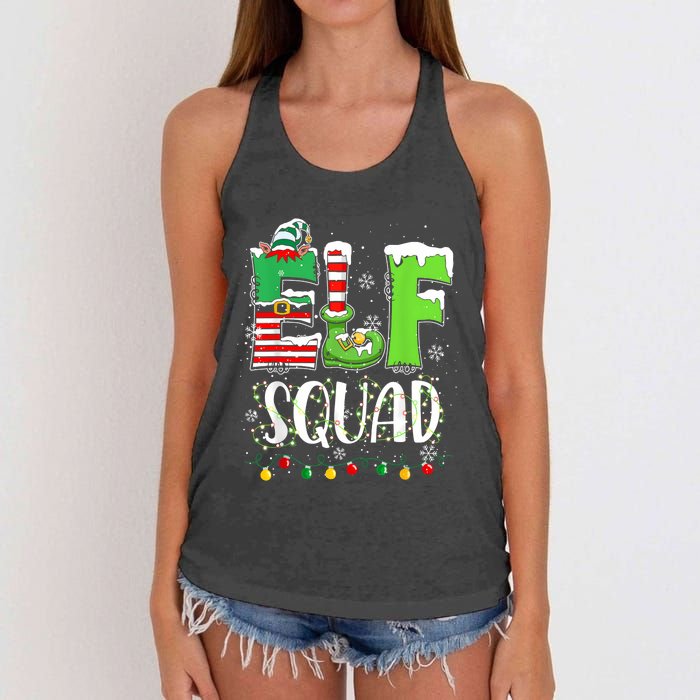 Elf Family Christmas Matching Pajamas Funny Xmas Elf Squad Women's Knotted Racerback Tank