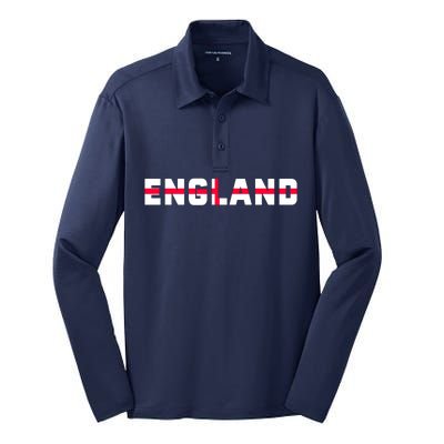 England Flag Classic Logo Silk Touch Performance Long Sleeve Polo