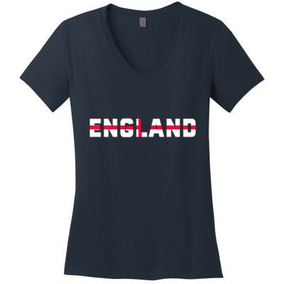 England Flag Classic Logo Women's V-Neck T-Shirt