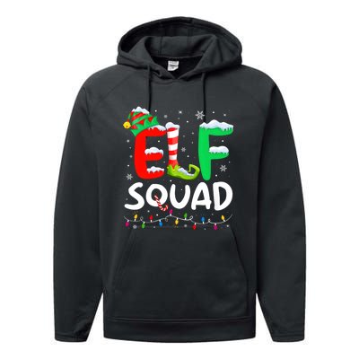 Elf Family Christmas Matching Pajamas Xmas Elf Squad Performance Fleece Hoodie