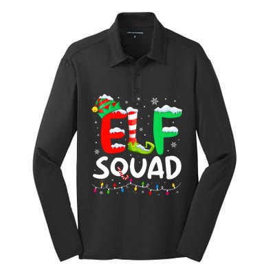 Elf Family Christmas Matching Pajamas Xmas Elf Squad Silk Touch Performance Long Sleeve Polo