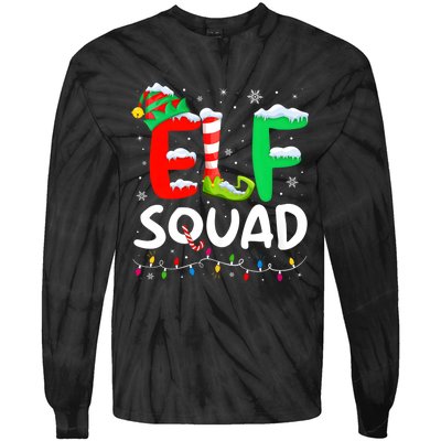 Elf Family Christmas Matching Pajamas Xmas Elf Squad Tie-Dye Long Sleeve Shirt