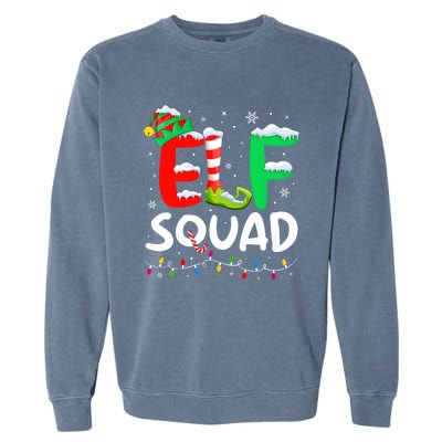 Elf Family Christmas Matching Pajamas Xmas Elf Squad Garment-Dyed Sweatshirt