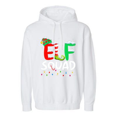 Elf Family Christmas Matching Pajamas Xmas Elf Squad Garment-Dyed Fleece Hoodie