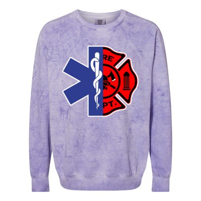 Emt Firefighter Cute Gift Firefighter Two Sided Ems Gift Colorblast Crewneck Sweatshirt