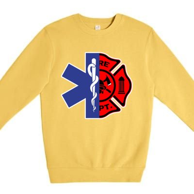 Emt Firefighter Cute Gift Firefighter Two Sided Ems Gift Premium Crewneck Sweatshirt