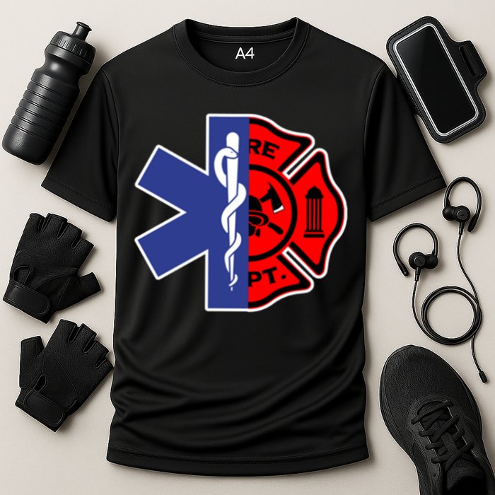 Emt Firefighter Cute Gift Firefighter Two Sided Ems Gift Cooling Performance Crew T-Shirt
