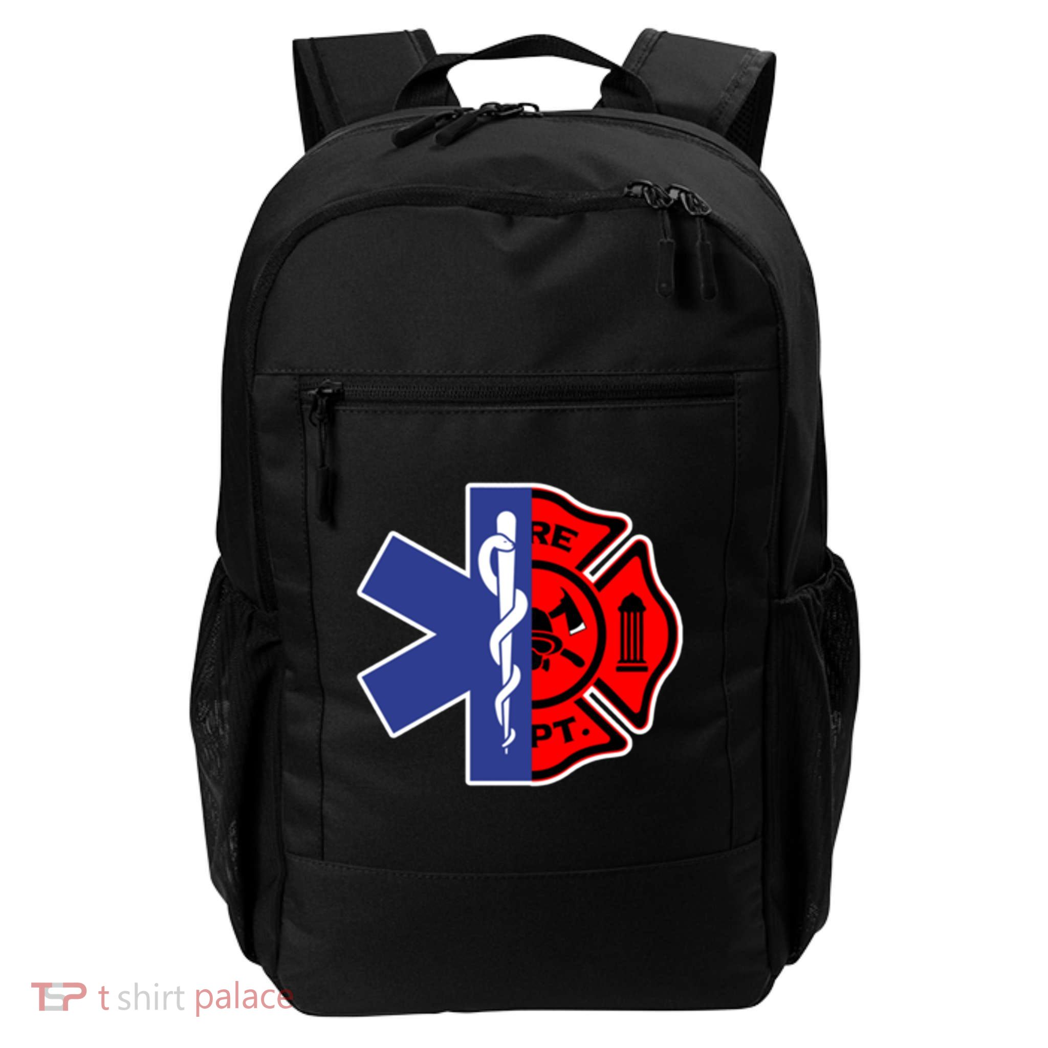 Emt Firefighter Cute Gift Firefighter Two Sided Ems Gift Backpack