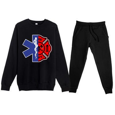 Emt Firefighter Cute Gift Firefighter Two Sided Ems Gift Premium Crewneck Sweatsuit Set