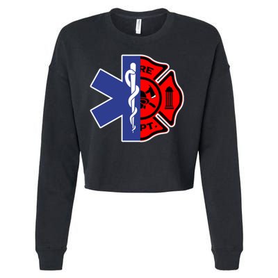 Emt Firefighter Cute Gift Firefighter Two Sided Ems Gift Cropped Pullover Crew