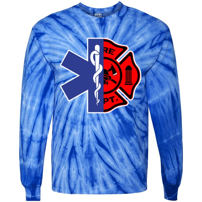 Emt Firefighter Cute Gift Firefighter Two Sided Ems Gift Tie-Dye Long Sleeve Shirt