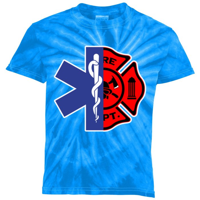 Emt Firefighter Cute Gift Firefighter Two Sided Ems Gift Kids Tie-Dye T-Shirt