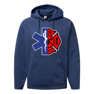 Emt Firefighter Cute Gift Firefighter Two Sided Ems Gift Performance Fleece Hoodie