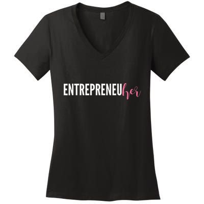 Entrepreneur Female Ceo Girl Creator Maker Women's V-Neck T-Shirt