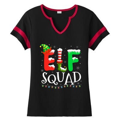 Elf Family Christmas Matching Pajamas Xmas Elf Squad Ladies Halftime Notch Neck Tee