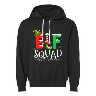 Elf Family Christmas Matching Pajamas Xmas Elf Squad Garment-Dyed Fleece Hoodie