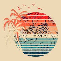 Exotic Flowers Coconut Palm Trees Retro Tropical Summer Zip Tote Bag