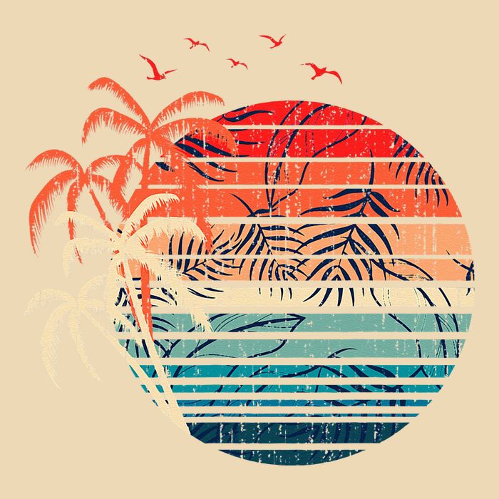 Exotic Flowers Coconut Palm Trees Retro Tropical Summer Zip Tote Bag