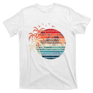 Exotic Flowers Coconut Palm Trees Retro Tropical Summer T-Shirt