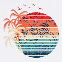 Exotic Flowers Coconut Palm Trees Retro Tropical Summer Womens Tank Top