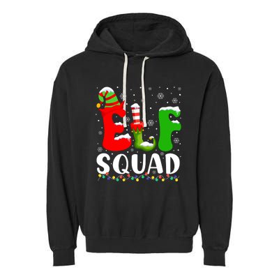 Elf Family Christmas Matching Pajamas Xmas Elf Squad Garment-Dyed Fleece Hoodie