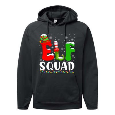 Elf Family Christmas Matching Pajamas Xmas Elf Squad Performance Fleece Hoodie