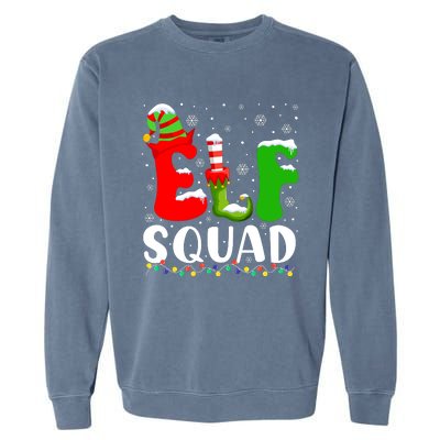 Elf Family Christmas Matching Pajamas Xmas Elf Squad Garment-Dyed Sweatshirt