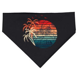 Exotic Flowers Coconut Palm Trees Retro Tropical Summer USA-Made Doggie Bandana