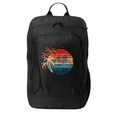 Exotic Flowers Coconut Palm Trees Retro Tropical Summer City Backpack