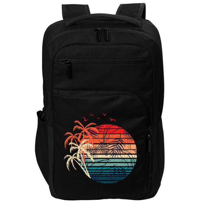 Exotic Flowers Coconut Palm Trees Retro Tropical Summer Impact Tech Backpack