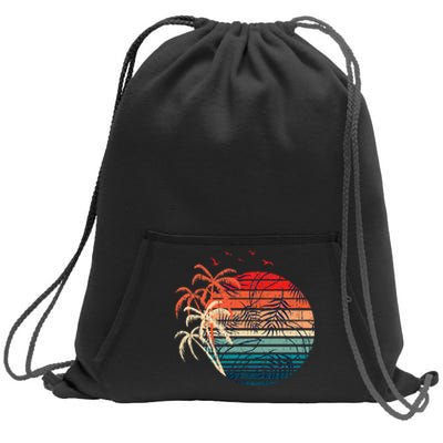 Exotic Flowers Coconut Palm Trees Retro Tropical Summer Sweatshirt Cinch Pack Bag