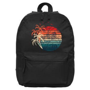 Exotic Flowers Coconut Palm Trees Retro Tropical Summer 16 in Basic Backpack