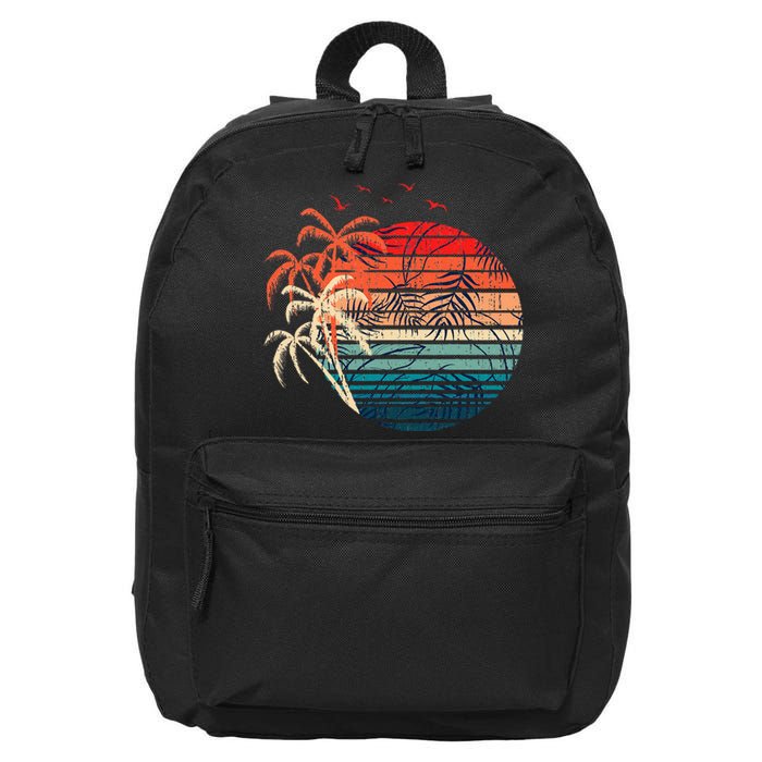 Exotic Flowers Coconut Palm Trees Retro Tropical Summer 16 in Basic Backpack