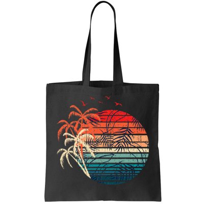 Exotic Flowers Coconut Palm Trees Retro Tropical Summer Tote Bag