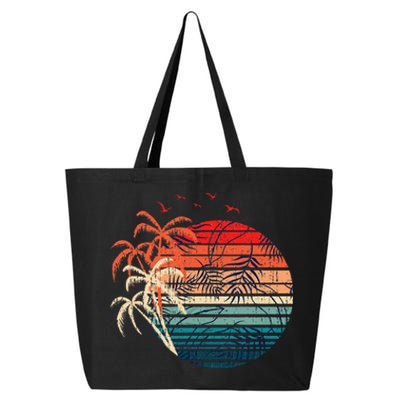 Exotic Flowers Coconut Palm Trees Retro Tropical Summer 25L Jumbo Tote