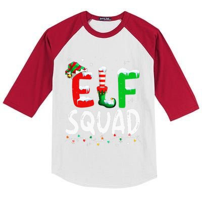 Elf Family Christmas Matching Pajamas Xmas Elf Squad  Kids Colorblock Raglan Jersey