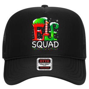 Elf Family Christmas Matching Pajamas Xmas Elf Squad High Crown Mesh Back Trucker Hat