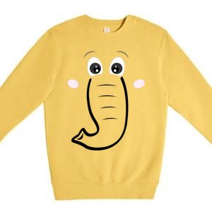 Elephant Face Cartoon Style Easy Halloween Costume Premium Crewneck Sweatshirt