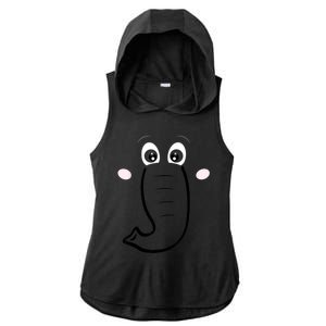 Elephant Face Cartoon Style Easy Halloween Costume Ladies PosiCharge Tri-Blend Wicking Draft Hoodie Tank