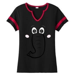 Elephant Face Cartoon Style Easy Halloween Costume Ladies Halftime Notch Neck Tee