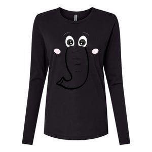 Elephant Face Cartoon Style Easy Halloween Costume Womens Cotton Relaxed Long Sleeve T-Shirt