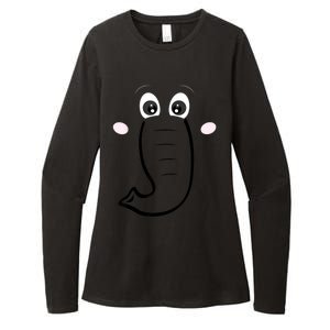 Elephant Face Cartoon Style Easy Halloween Costume Womens CVC Long Sleeve Shirt